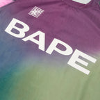 A Bathing Ape Tie Dye Sta Stripe Pattern Relaxed Fit Football Jersey Tee M (Black)