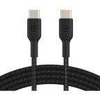 Belkin 60W USB-C to USB-C Cable - 480 Mbps - Nylon, Braided - M/M - 2m/6.6ft - Black - CAB004BT2MBK