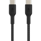 Belkin 60W USB-C to USB-C Cable - 480 Mbps - Nylon, Braided - M/M - 2m/6.6ft - Black - CAB004BT2MBK