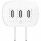 Belkin 67W Portable 3-Port USB-C Wall Charger - 3xUSB-C (67W Total) - Fast Charging - Power Adapter - White - WCC002DQWH