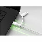 Belkin 60W 2-in-1 USB-C to USB-C and Lightning Cable - 480 Mbps - Braided - M/M - 5ft/1.5m - White - CAC003fq1.5MWH