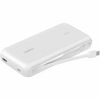 Belkin 30W 2-port Power Bank w/ Integrated USB-C Cable - 20K mAh - 1xUSB-A, 1xUSB-C - Portable Charger - White - BPB024fqWH