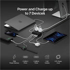 Belkin 3-Outlet Charging Station w/ 2x USB-A & 2x USB-C Ports 70W - 5ft/1.5m Cord - Straight Plug - Black - SRZ001tt5