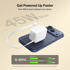 Belkin UltraCharge Retractable GaN Wall Charger 45W, White - WCH023dqWH
