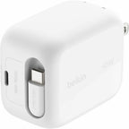 Belkin UltraCharge Retractable GaN Wall Charger 45W, White - WCH023dqWH