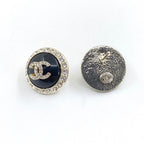 18K  Chanel Black Crystal Earrings