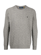 RALPH LAUREN Cable-Knit Wool-Cashmere Sweater Fawn Grey Heather