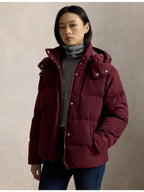 RALPH LAUREN WOMEN Mid-Weight Down Puffer Jacket Classic Wine