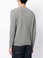 RALPH LAUREN Cable-Knit Wool-Cashmere Sweater Fawn Grey Heather