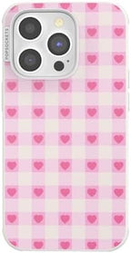 PopSockets iPhone 14 Pro Phone Case with MagSafe, Wireless Charging Compatible, Checkered - Blush Gingham