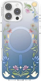 PopSockets iPhone 16 Pro Max Phone Case with MagSafe, Wireless Charging Compatible, Disney - Boho Wildflowers Blue