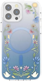 PopSockets iPhone 13 Pro Max Phone Case with MagSafe, Wireless Charging Compatible, Disney - Boho Wildflowers Blue