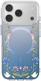 PopSockets iPhone 17 Pro Phone Case with MagSafe, Wireless Charging Compatible, Disney - Boho Wildflowers Blue