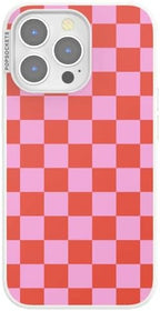 PopSockets iPhone 13 Pro Phone Case with MagSafe- to-Go Wrap | Magnetic, Wireless Charging, Camera & Drop Protection, Checkered, Red, Textured