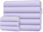 MOSISO 13.3 inch Laptop Case, 13-13.3 inch Puffy Laptop Sleeve Compatible with MacBook Air 13 13.6 M4 M3 M2 M1/Pro 13/Pro 14, HP Dell ASUS Lenovo,Polyester Horizontal Bag with Small Case, Purple