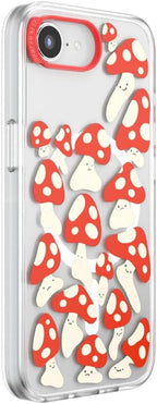 PopSockets iPhone 16E Case Compatible with MagSafe, Phone Case for iPhone 16E, Wireless Charging Compatible, Case Only - Red Shrooms
