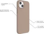 PopSockets iPhone 15 Phone Case with MagSafe- Latte | Magnetic, Wireless Charging, Camera & Drop Protection, Brown, Plain, Cream, Beige, Summer Spring