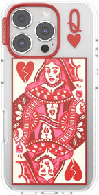 PopSockets iPhone 16 Pro Phone Case with MagSafe- Heart Queen | Magnetic, Wireless Charging, Camera & Drop Protection, Heart, Valentines, Red, Textured