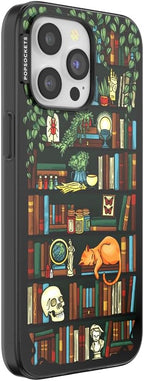 PopSockets iPhone 15 Pro Max Phone Case with MagSafe, Wireless Charging Compatible, Bookish - Storied Shelves