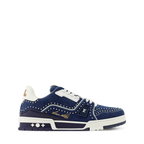 Louis Vuitton LV Trainer Indigo Blue Denim Sneakers with Swarovski Pearls