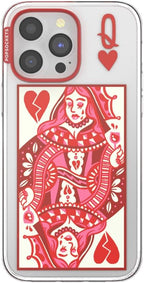 PopSockets iPhone 14 Pro Max Phone Case w/MagSafe- Heart Queen | Magnetic, Wireless Charging, Camera & Drop Protection, Heart, Valentines, Red, Textured