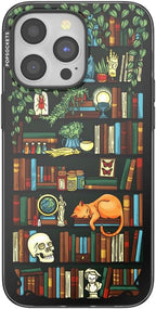PopSockets iPhone 15 Pro Max Phone Case with MagSafe, Wireless Charging Compatible, Bookish - Storied Shelves