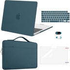 MOSISO Compatible with MacBook Air 13 inch Case 2025 2024 2023 2022 M4 A3240 M3 A3113 M2 A2681, Hard Shell&Sleeve Bag&Keyboard Skin&Webcam Cover&Screen Film for MacBook Air 13.6 inch, Teal Green