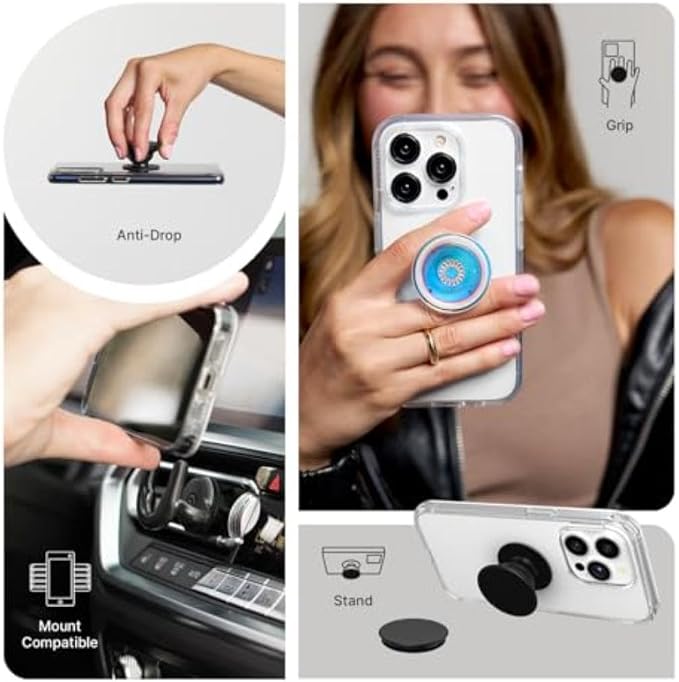 PopSockets iPhone 14 Pro Phone Case with MagSafe- Sweet Heart Blue | Magnetic, Wireless Charging, Camera & Drop Protection, Blue, Phone, Women