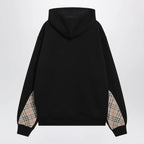 Burberry - Black sweatshirt with Check-pattern inserts