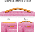 MOSISO 360 Protective Laptop Case 13.3 inch, 13-13.3 inch Laptop Sleeve Compatible with MacBook Air/Pro 13 / Pro 14,HP Dell Acer ASUS,Side Open Carrying Case with 4 Zipper Pockets&Handle, Rose Red