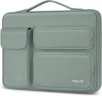 MOSISO 360 Protective Laptop Case 13.3 inch, 13-13.3 inch Laptop Sleeve Compatible with MacBook Air/Pro 13 / Pro 14, HP Dell ASUS Lenovo, Side Open Bag with 2 Raised&1 Flapover Pockets, Antique Green