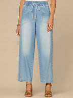 "Ab"leisure Skyrise Drawstring Double Pocket Petite Barely Barrel Jean