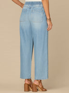 "Ab"leisure Skyrise Drawstring Double Pocket Petite Barely Barrel Jean