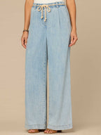 "Ab"leisure Skyrise Pleated Spade Pocket Wide Leg Jeans with Rope Belt