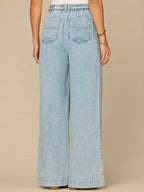 "Ab"leisure Skyrise Rope Belt Pleated Petite Wide Leg Jeans