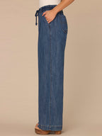 "Ab"leisure Skyrise Tie Belt Spade Pocket Pleated Petite Wide Leg Jean