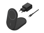 Belkin BoostCharge - Wireless charging stand - magnetic, foldable, with Qi2 + AC power adapter - 15 Watt - 3 A - Fast Charge, WIB007TTBK