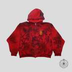 Balenciaga Graffiti Skater Zip-Up Hoodie in Red/Black