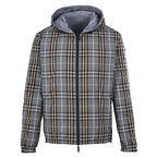 BURBERRY BBR Grey-Green Check Reversible Hooded Jacket