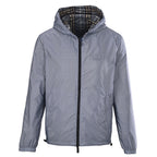 BURBERRY BBR Grey-Green Check Reversible Hooded Jacket