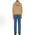 Burberry Unisex Hoodie Black Logo Print Camel