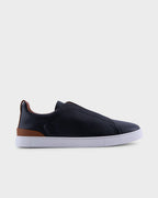Black and Tan Deerskin Triple Stitch Sneakers