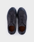 Navy Suede and Leather Triple Stitch Monte Sneakers