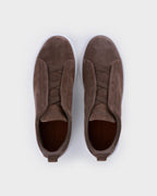 Dark Beige Suede Triple Stitch Sneakers