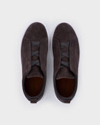 Brown Suede Triple Stitch Sneakers