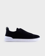 Black Suede Triple Stitch Sneakers