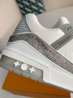 Louis Vuitton LV Trainer Sneaker Denim Monogram Grey Diamond