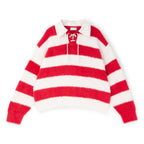 3.Paradis Fluffy Knit LS Polo (Redwhite)