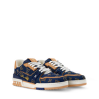 Louis Vuitton Denim & Calf Leather Blue Trainer Sneakers