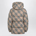 Burberry - Hooded check nylon puffer jacket in sand